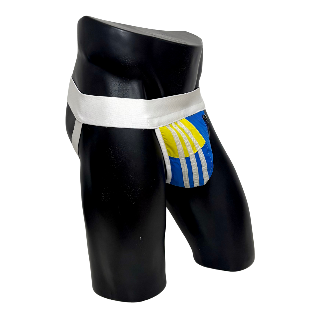 Adidas 3 Stripes Blue/Yellow Pocket Jockstrap