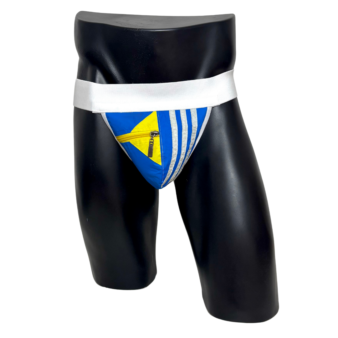Adidas 3 Stripes Blue/Yellow Pocket Jockstrap 2.0