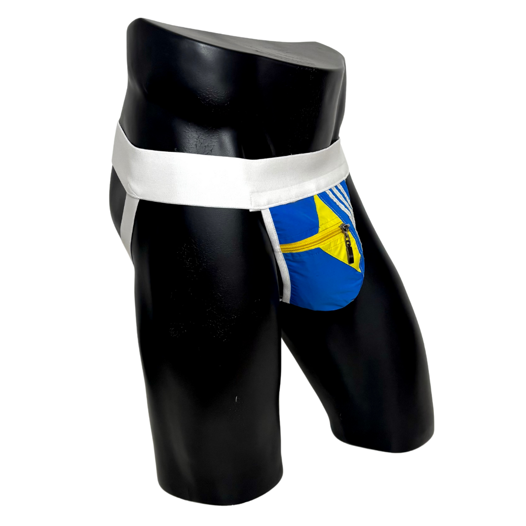 Adidas 3 Stripes Blue/Yellow Pocket Jockstrap 2.0