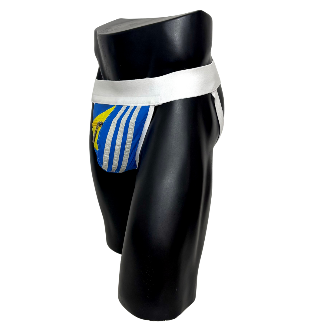 Adidas 3 Stripes Blue/Yellow Pocket Jockstrap 2.0