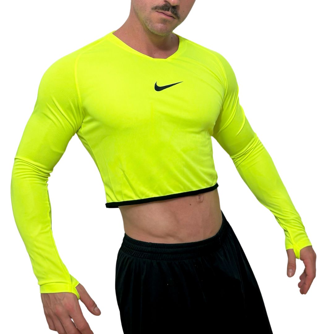 Nike Sport Neon Green Long Sleeve Crop Top