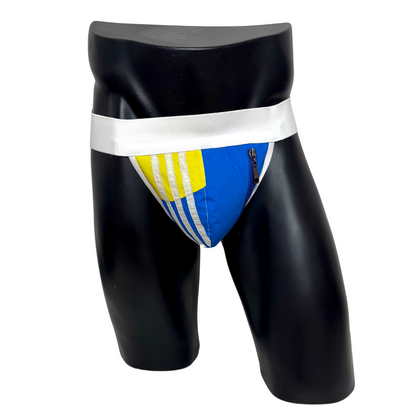 Adidas 3 Stripes Blue/Yellow Pocket Jockstrap