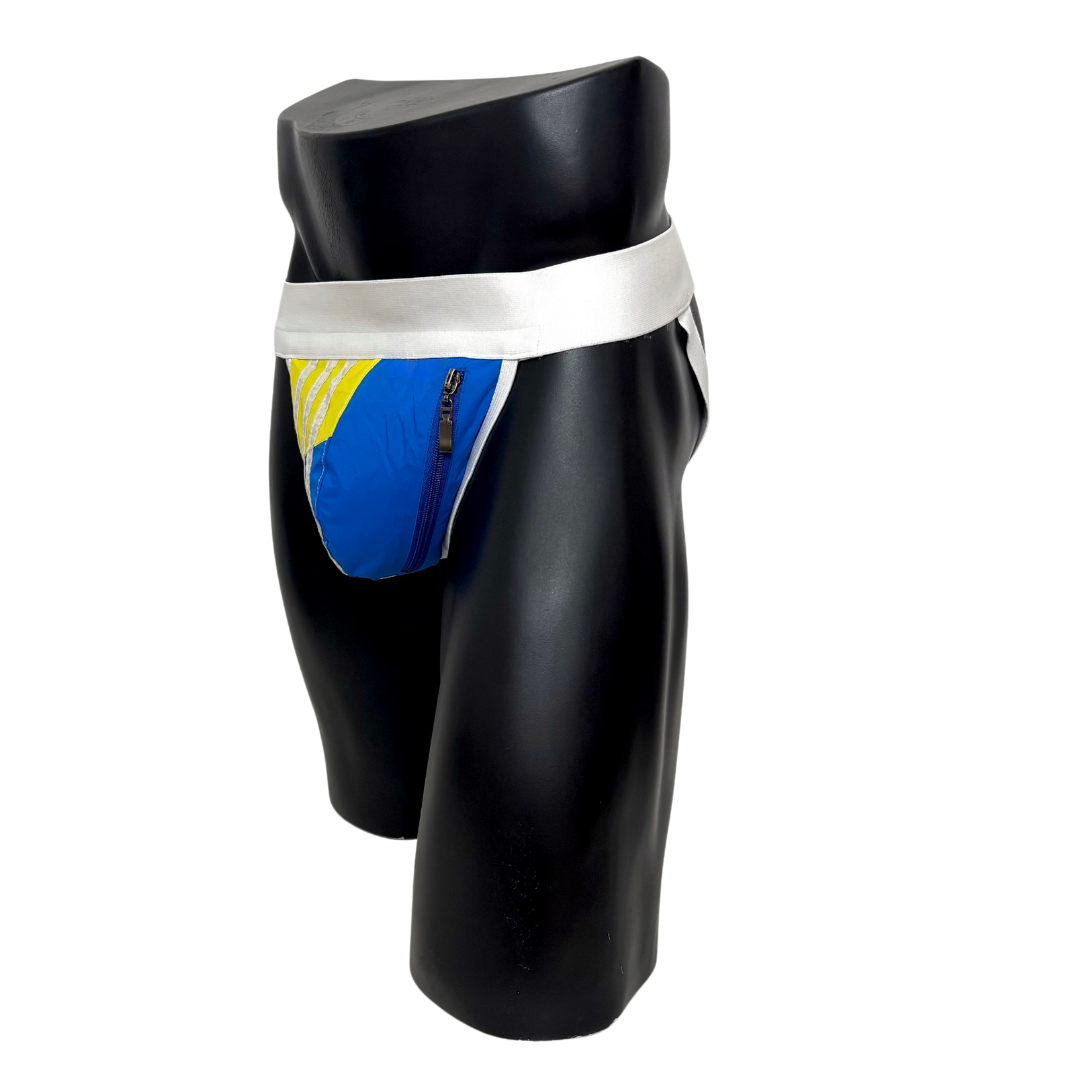 Adidas 3 Stripes Blue/Yellow Pocket Jockstrap
