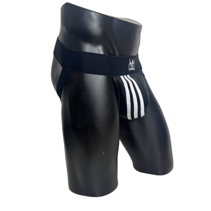 Adidas 3 Stripes Black Pocket Jockstrap