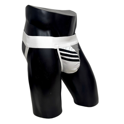 Adidas 3 Stripes Gray/White Pocket Jockstrap