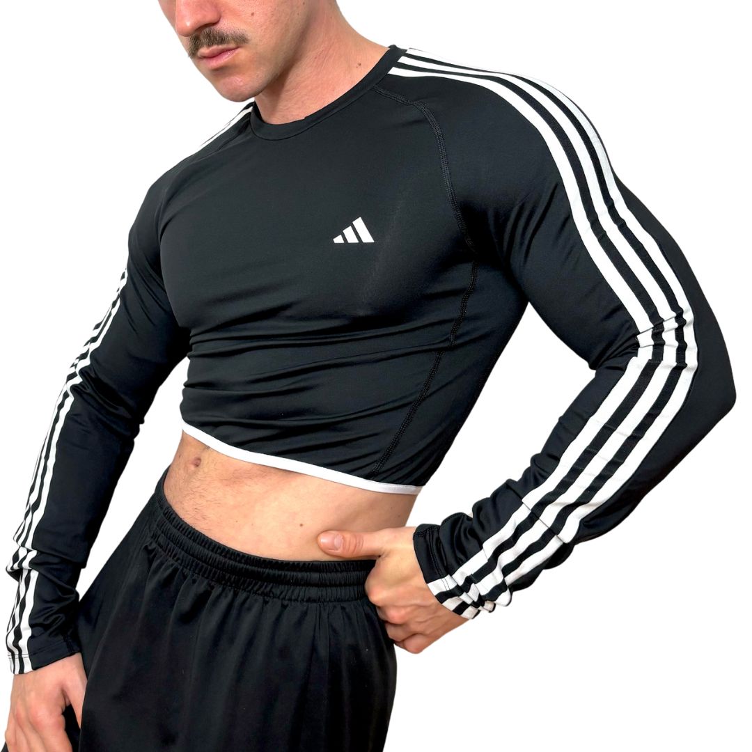 Adidas Originals Black Long Sleeve Crop Top