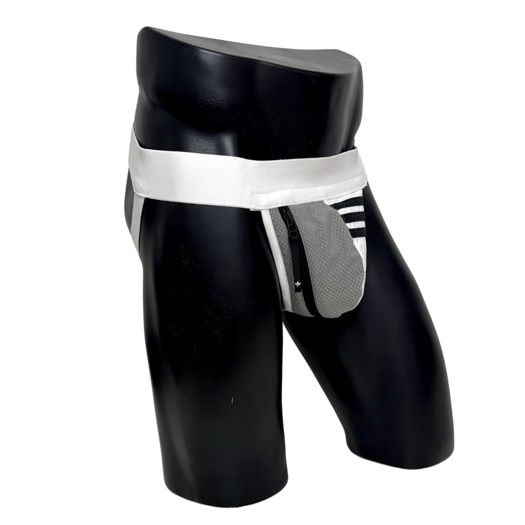 Adidas 3 Stripes Gray/White Pocket Jockstrap 2.0