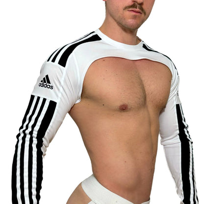 Adidas Sport Shoulders Crop Top Long Sleeves White