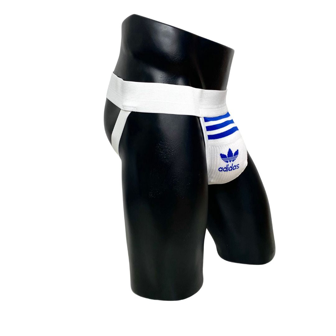 Adidas Originals White/Blue Socks Jockstrap